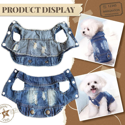 Pet Vests Dog Denim Jacket Hoodies Puppy Jacket for Small Medium Dogs