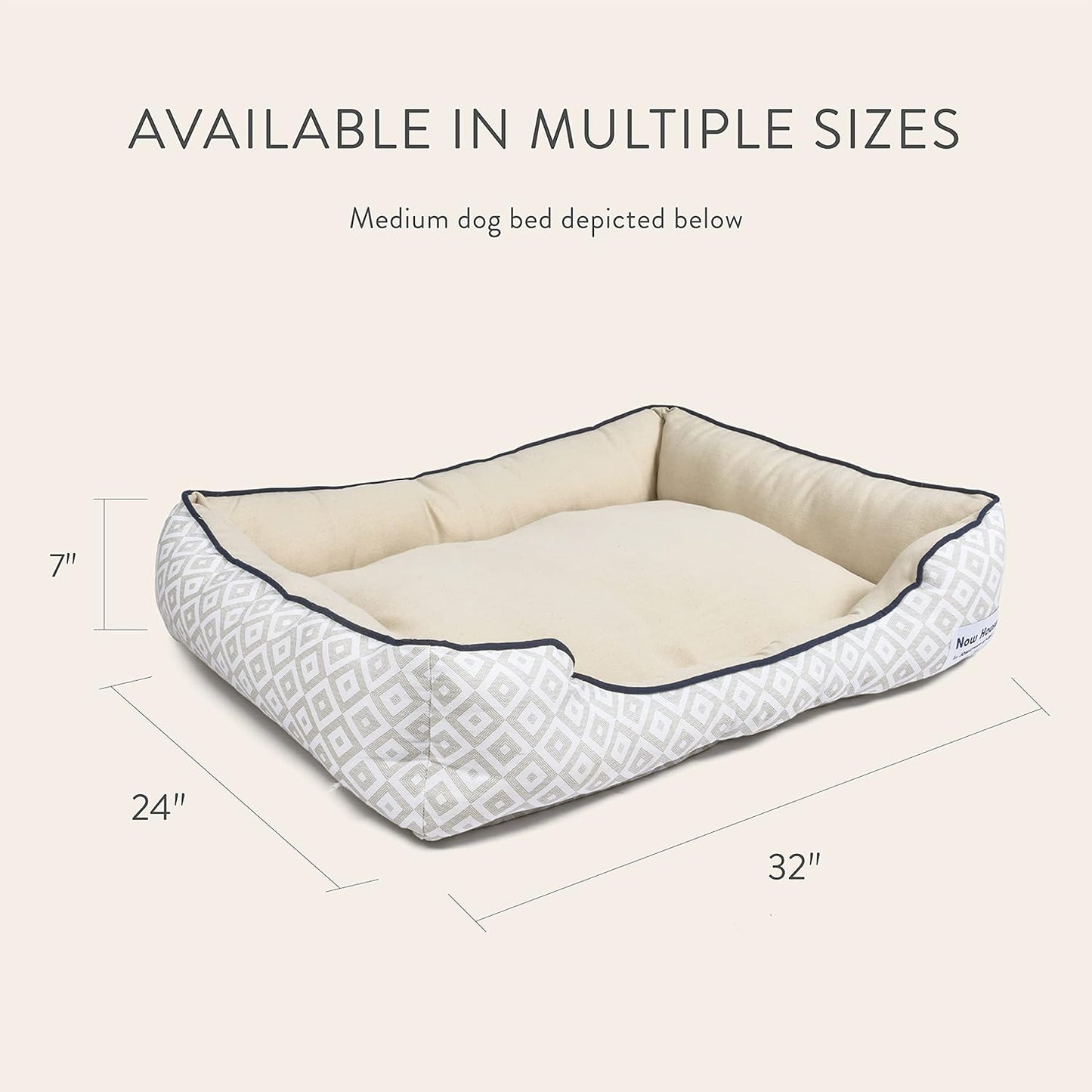 Now House for Pets by Jonathan Adler Grey Diamond Cuddler Dog Bed, Medium Medium Dog Bed Washable Dog Bed for Medium Sized Dogs by Now House by Jonathan Adler (FF16410)