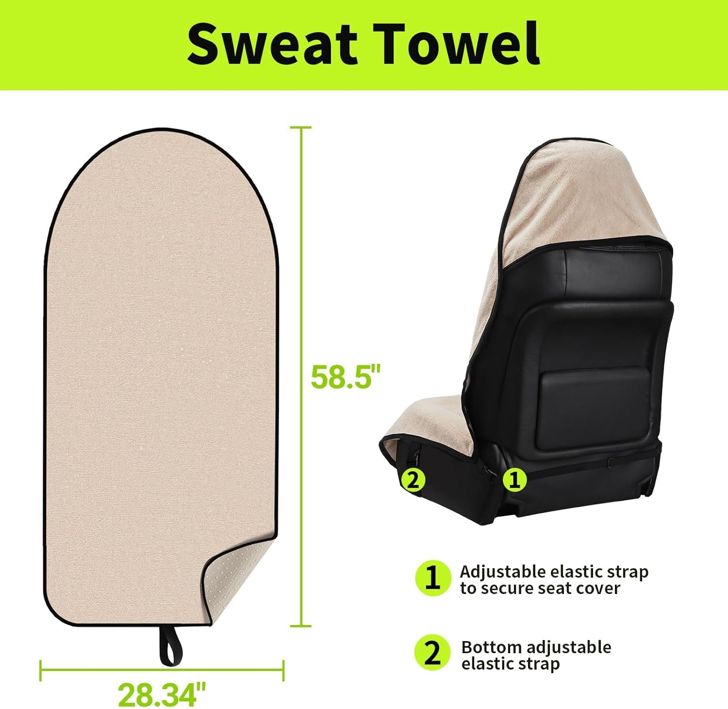 Towel Waterproof Car Seat Cover Beige for Trucks SUV Fitness Athletes Pets Gym and Water Sport