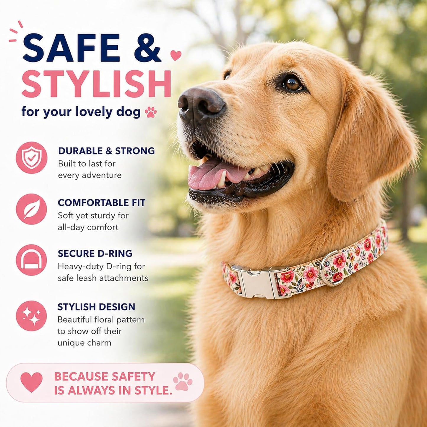 Pet Supplies, (Summer Blooms) Cat Collar, Dog Collar, Cat Leash, Dog Leash, Small Dog Collar, Medium Dog Collar, Large Dog Collar