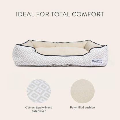 Now House for Pets by Jonathan Adler Grey Diamond Cuddler Dog Bed, Medium Medium Dog Bed Washable Dog Bed for Medium Sized Dogs by Now House by Jonathan Adler (FF16410)