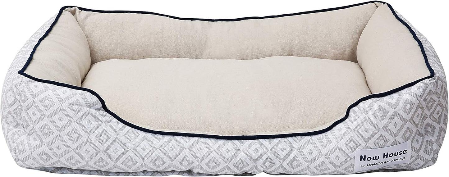 Now House for Pets by Jonathan Adler Grey Diamond Cuddler Dog Bed, Medium Medium Dog Bed Washable Dog Bed for Medium Sized Dogs by Now House by Jonathan Adler (FF16410)
