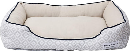 Now House for Pets by Jonathan Adler Grey Diamond Cuddler Dog Bed, Medium Medium Dog Bed Washable Dog Bed for Medium Sized Dogs by Now House by Jonathan Adler (FF16410)